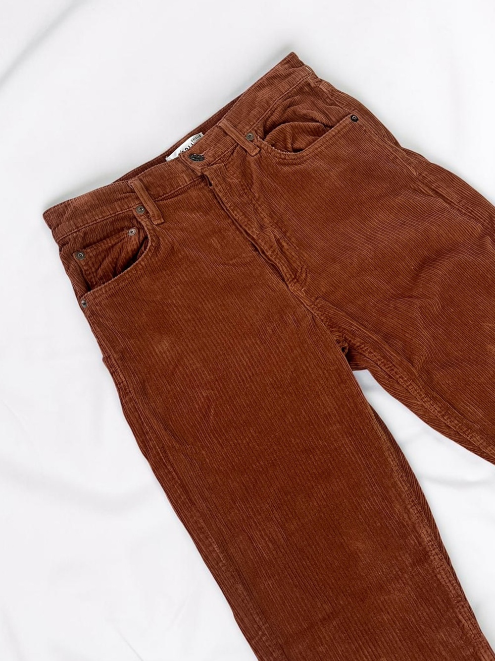 AGOLDE Riley High-Rise Straight-Leg Corduroy Pants Rust-Brown Size 26 - Picture 3 of 10